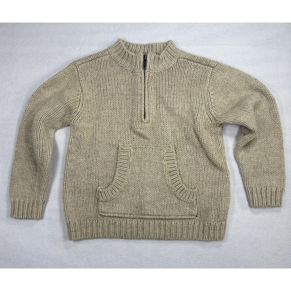 Vintage Old Navy Boys 4T 2006 Y2K Chunky Knit Quarter-Zip Wool Blend Sweater